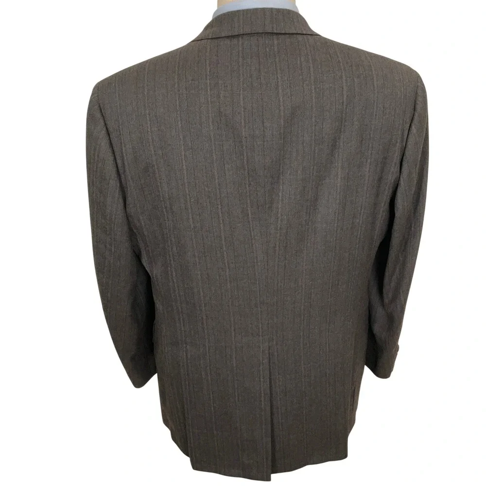 Hart Schaffner Marx Suit Mens 44R Gray Herringbone Pinstripe Heritage Career‎